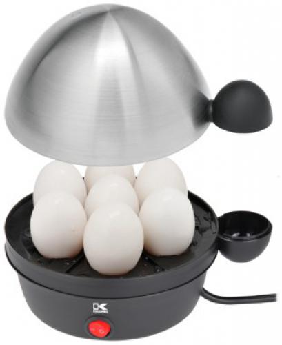 Kalorik EK 35321 Stainless Steel Egg Cooker, Cook 7 eggs at the same time, Stainless steel heating plate, End of cooking signal, On/off switch with light, Egg poacher for 4 eggs, Dimensions: 7.33 x 6.25 x 6, UPC 877340002755 (EK35321 EK 35321)
